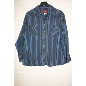 Wrangler Men's‎ Western Plaid Shirt 2XL Multi-Color Pearl Snaps Cowboy Cabincore